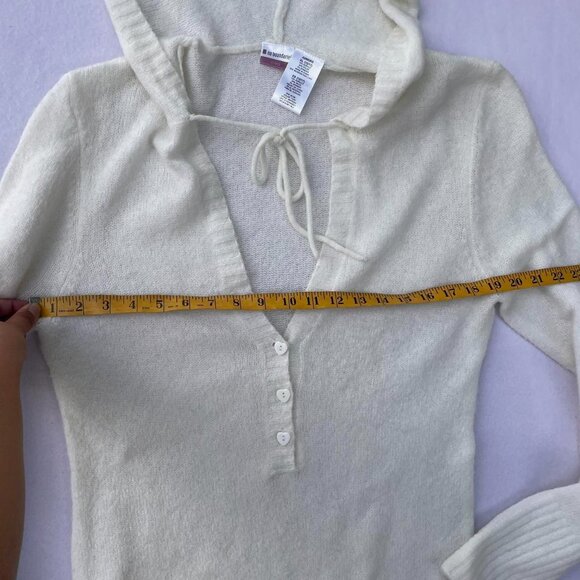 No Boundaries Juniors Cream Stretchy Hooded Knit Sweater Dress Size XL y2k Fall - Picture 6 of 8